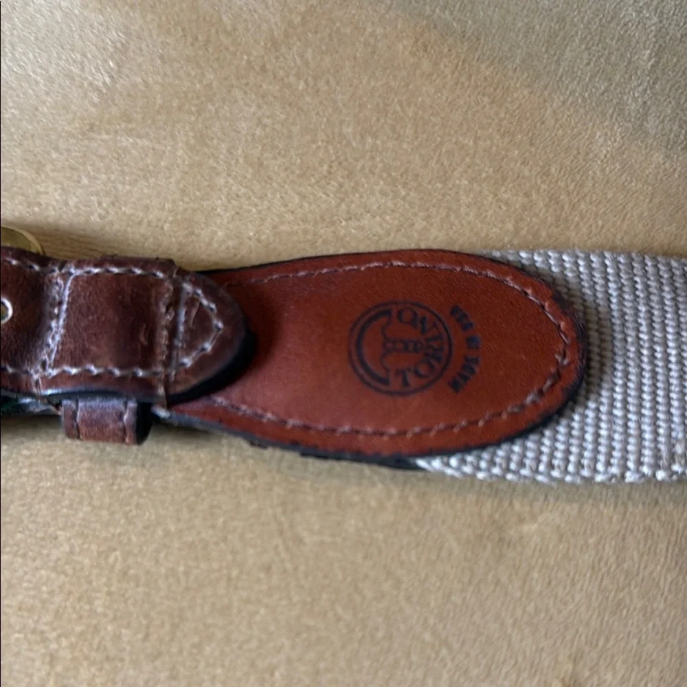 Brown and Tan Two-Tone Belt with Leather Trim